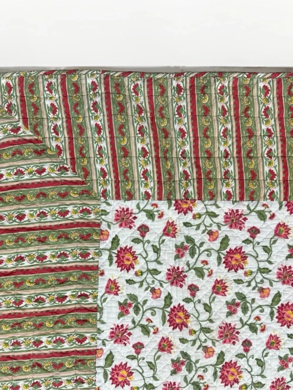 🌸 Vintage Handmade Floral Quilt 60x49 Cottage Garden Reversible Throw Blanket